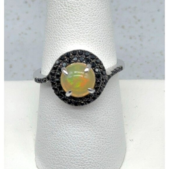 Ethiopian Opal Black Spinel Ring Colleen Lopez HSN Sterling Silver 925 Sz 8.75 - Picture 4 of 11
